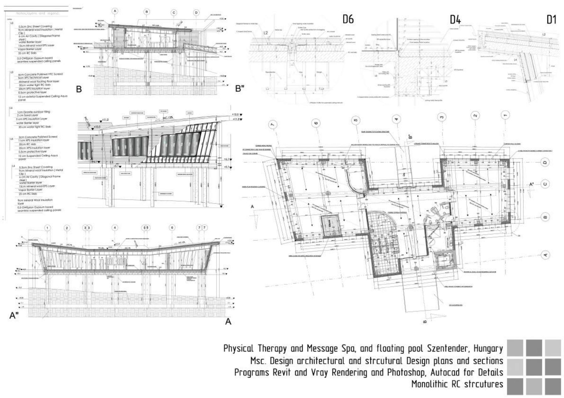 Physical Therapy Spa structural sections and details