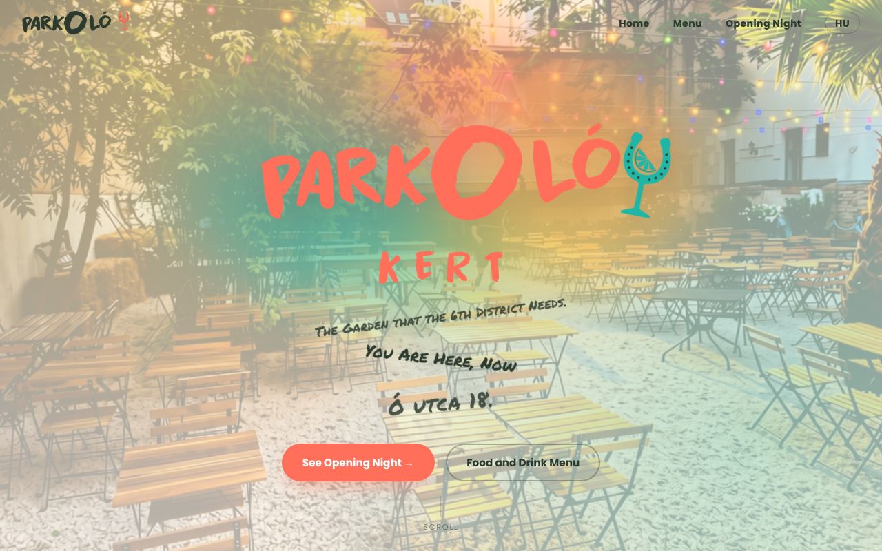 Parkoló Kert website — Beer Garden Budapest
